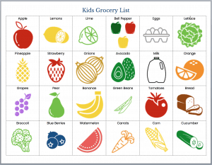 kids visual grocery list