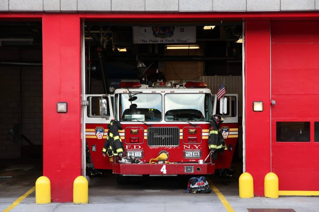 Fire Truck sitting in the garage at the Fire station