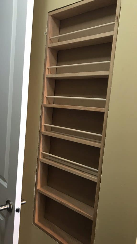 Cut out with inserted spice rack box and shelves