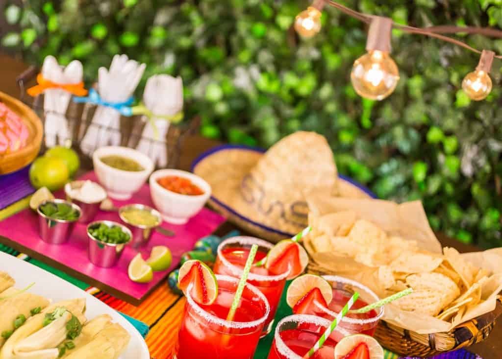 Table with items for a Mexican Themed Dinner Party