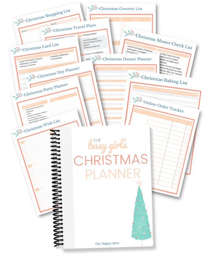 Image of sifferent pages from the Busy Girl's christmas Planner