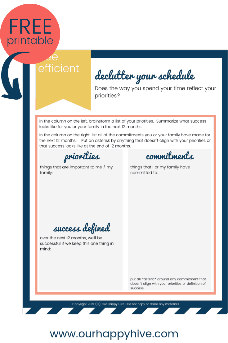 image of a printable to help you define your priorities, success, and commitments