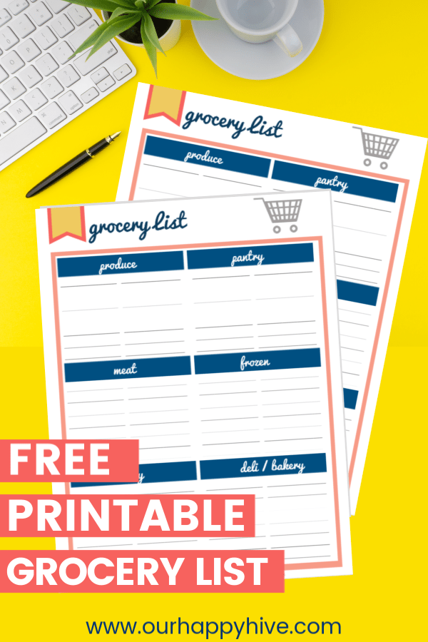 picture of the free grocerly list printable template organized by category