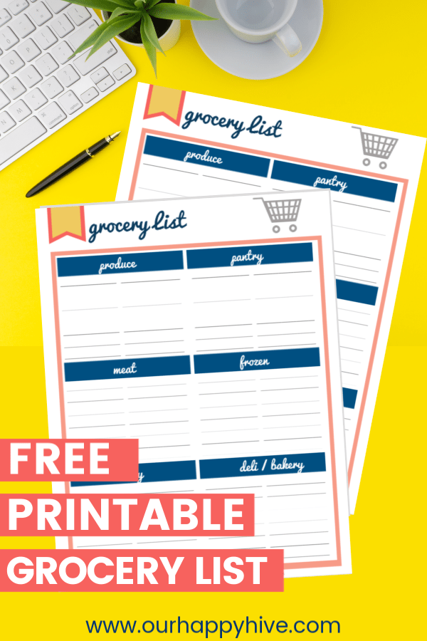 FREE Grocery List Printable Template