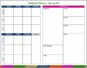 Weekly Menu & Grocery List Printable